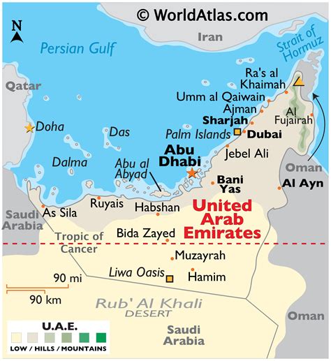 United Arab Emirates Map Geography Of United Arab Emirates Map Of