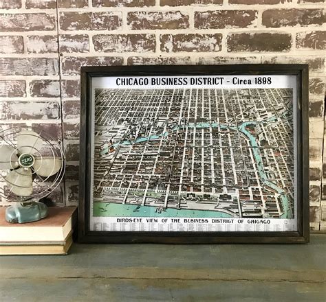 Chicago Business District Map Circa 1898 Framed Reproduction Map