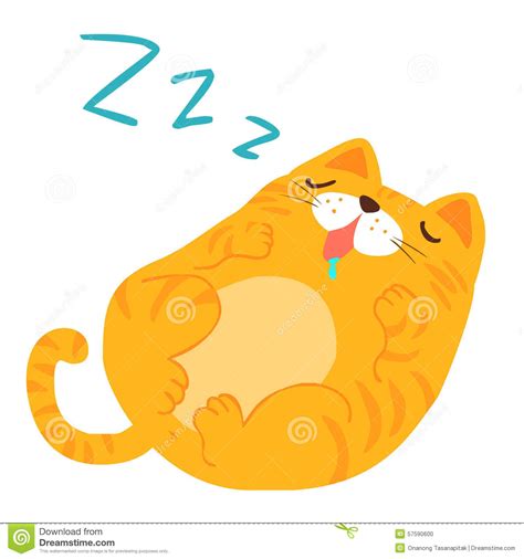 Fluffy Sleeping Sweet Dream Cat Stock Vector