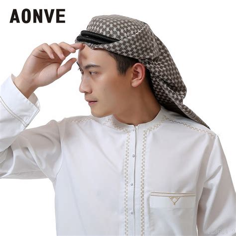 aonve islamic men hijabs saudi arabia casual headscarf tassel plain head covering turban for men