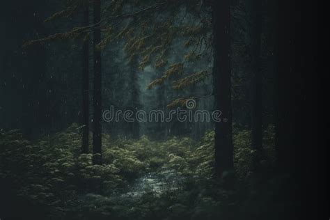 Dark Forest Rainy Aesthetic Background Witchcraft Magic Wallpaper Ai