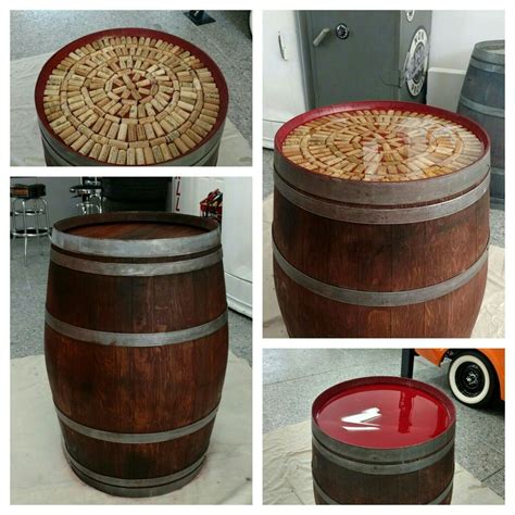 Wine Barrel Table With Corks Floated In Epoxy Wine Barrel Table Wine