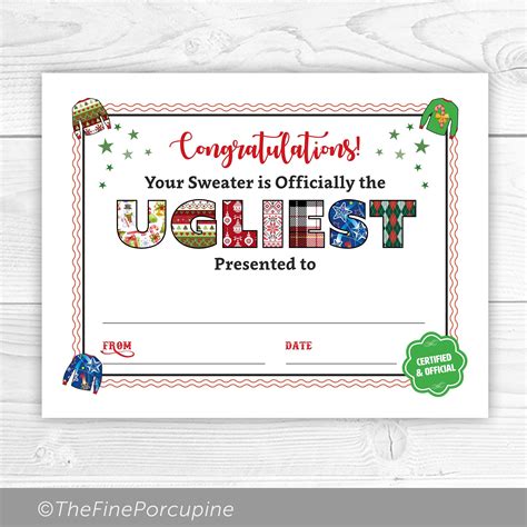 Ugly Sweater Awards Printable Printable Word Searches