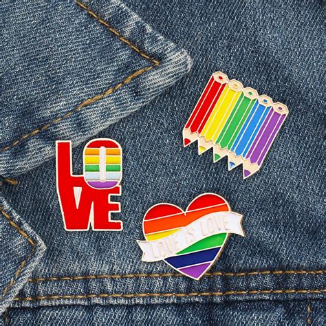 Prideoutlet Lapel Pins Rainbow Heart Love Is Love Lapel Pin