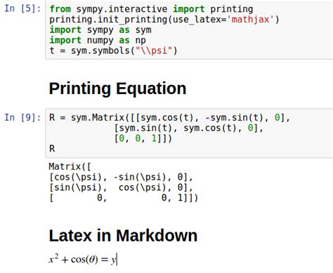 Using The Pylab Inline And Latex Magic Commands To Create Matrices