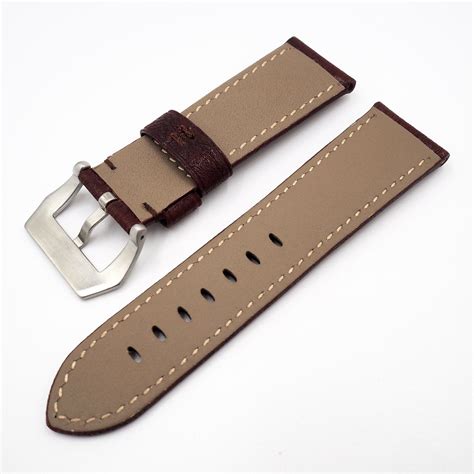 24mm Red Calf Leather Watch Strap W Buckle For Panerai Watch Bands