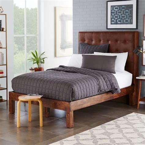 Certipur® certified for a safe, healthier home. Grid-Tufted Leather Bed - Molasses | west elm | Modern ...