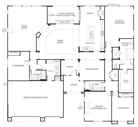 1 Story 4 Bedroom Open Floor Plans Floorplansclick