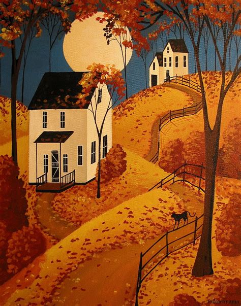 When Will All The Leaves Fall Folk Art Painting By Debbie Criswell