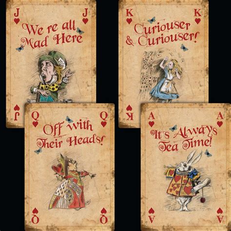 Alice In Wonderland Printable Download Giant Playing Cards Set Of 4 By