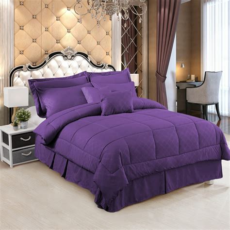 10 Pieces Solid Soft Bed In A Bag Bedding Comforter Setluxury Soft Quilted Embroidered Pattern