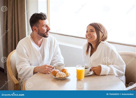 Enjoying Breakfast Together Stock Image Image Of Indoor Honeymoon