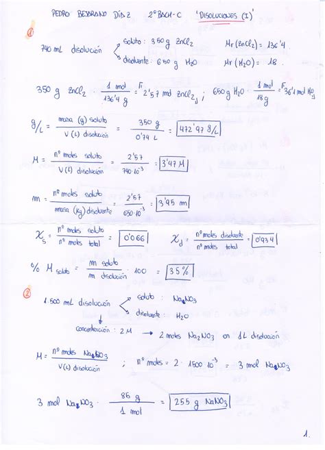 Física Y Química Eso Y Bachillerato Ejercicios Disoluciones I 2º