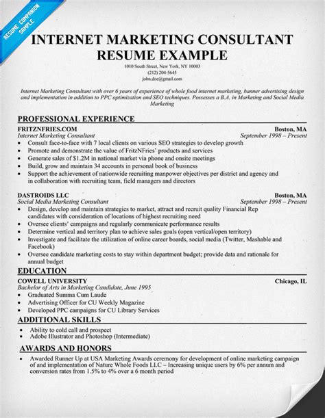 When i searched for good examples of a resume for a seo specialist i came across this website. Download Internet Resume Template free - walkmanager