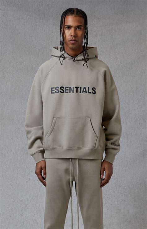 fog fear of god essentials olive hoodie pacsun