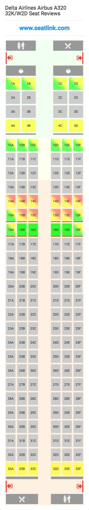Delta Airlines Airbus A320 32kw2d Seating Chart Updated April 2022