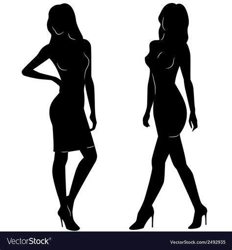 Sexy Woman Silhouettes In Short Dresses Royalty Free Vector