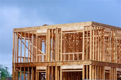 Framing Beam Of New House Under Construction Home Framing Stock Image