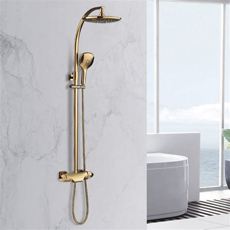 Luxury Zime Modern Gold Exposed Adjustable Shower Faucet Thermostatic