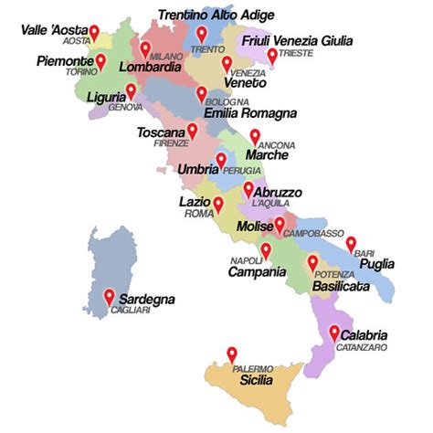 Mapa de Italia Físico y Político con Regiones, Provincias y Ciudades