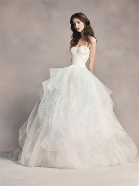 Strapless Blue Ombre Tulle Ball Gown White By Vera Wang