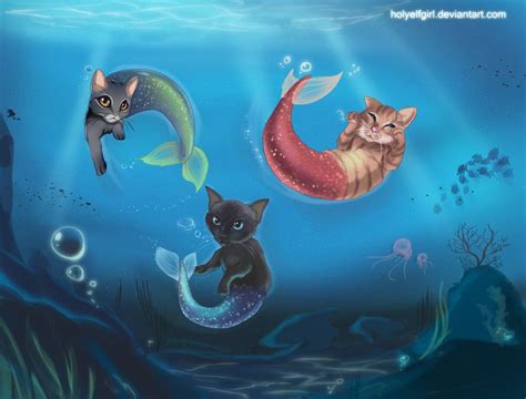 Merman Ryans Merfolk Finds Photo Mermaid Cat Cats Illustration