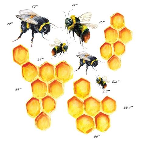 Bees And Honeycombs Are Depicted In This Drawing