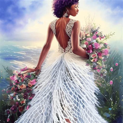 Beautiful Shabby Chic African American Wedding Dress · Creative Fabrica
