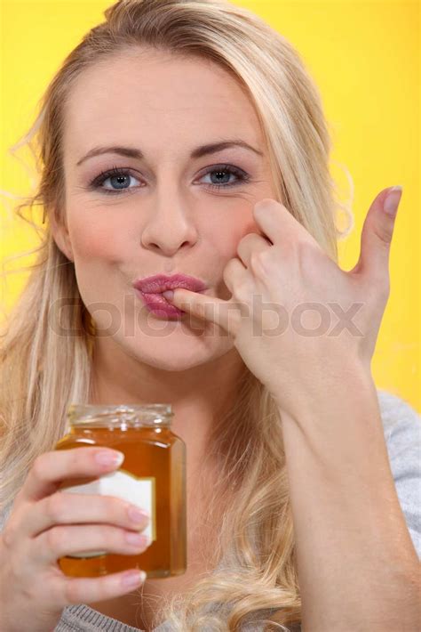 Woman Sucking Her Finger Stock Image Colourbox