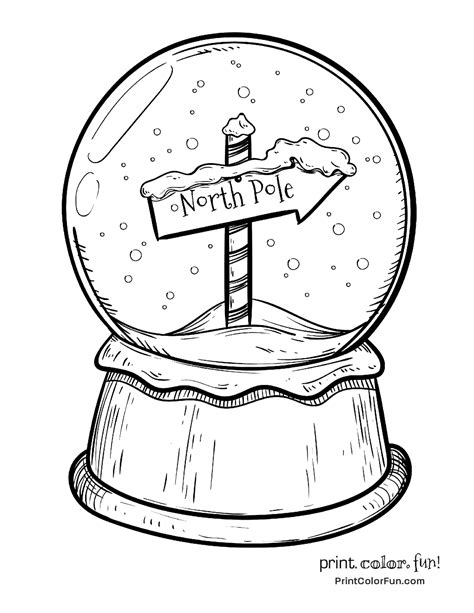 See more ideas about christmas embroidery, christmas coloring pages, christmas colors. Christmas snow globe with North Pole sign coloring page ...