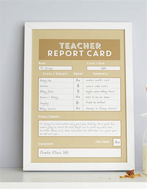 Personalised Teacher Report Card Print By Coconutgrass
