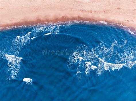 Sea Sandy Beach Blue Clear Water On Summer Day Houses With Red Roofs