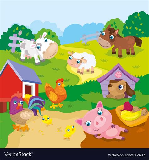 Cartoon Cute Farm Animals Royalty Free Vector Image
