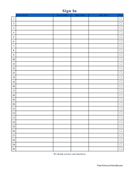 blank patient sign  sheet templates