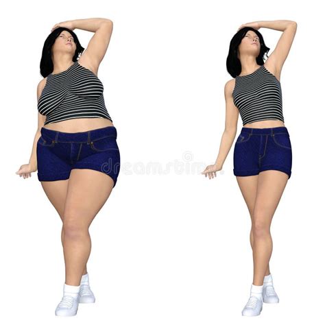 overweight obese female vs slim fit healthy body stock illustration illustration of dieting