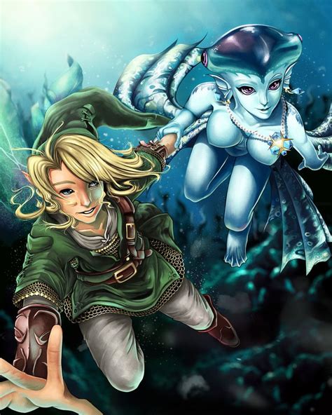 The Legend Of Zelda Ocarina Of Time Adult Link And Adult Princess Ruto Link And Princess