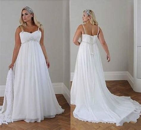 Discount Modest Plus Size Wedding Dresses Beach Wedding Chiffon A Line