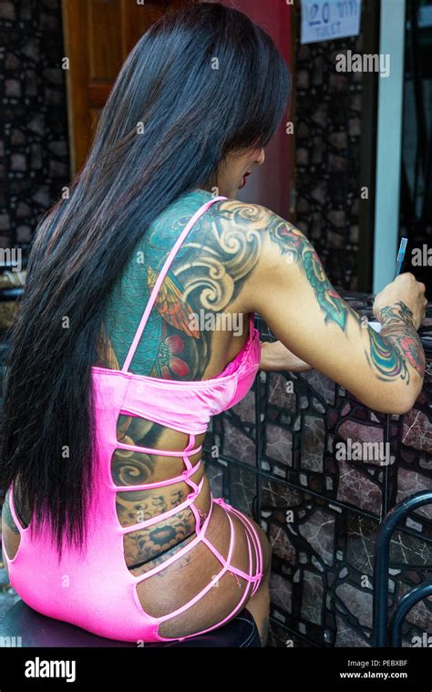 Sexy Thai Ladyboy With Tattoos Pattaya Thailand Stock Photo Alamy
