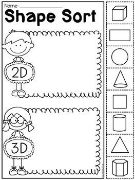 So, what are some 3d shapes activities for. Kindergarten 2D and 3D Shapes Worksheets by My Teaching ...