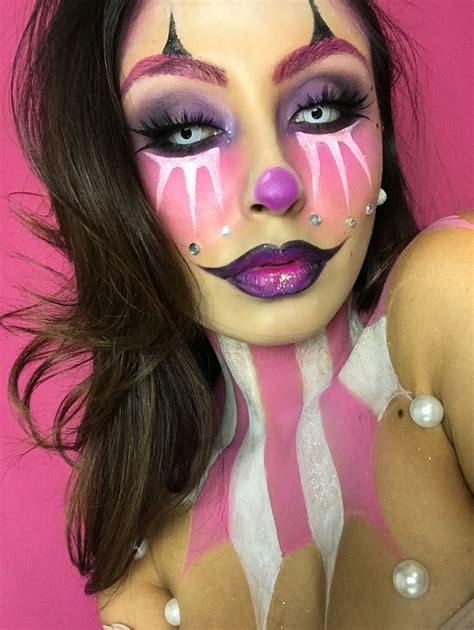 Pink And Purple Halloween Clown Fancy Dress Make Up Halloween Makeup