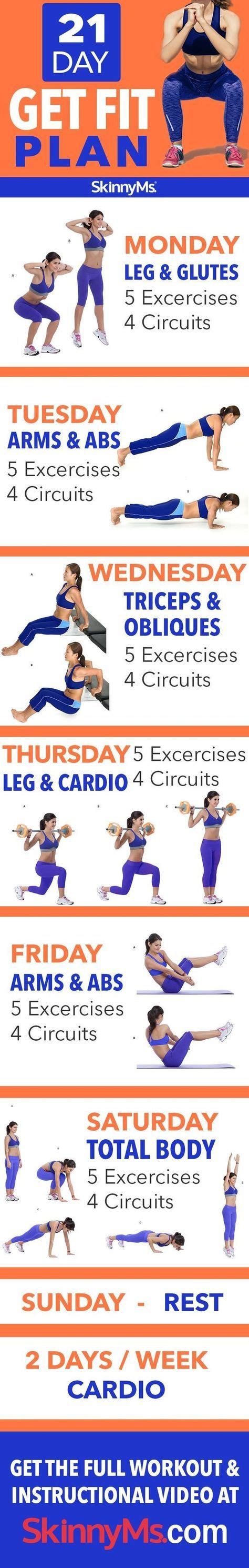 21 Day Get Fit Plan With Images Workout Plan Bodyweight Workout