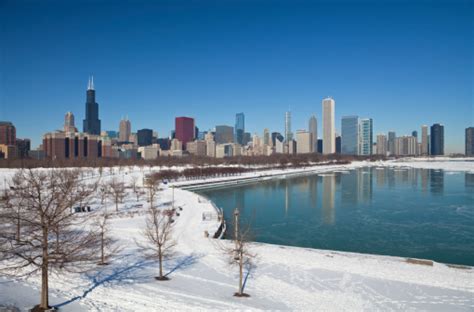 Chicago Skyline In Winter Stock Photo Download Image Now Istock