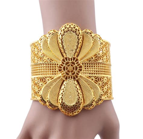 24k Gold Plated Wide Bangle Dubai Bangle Bracelet Gold Wide Etsy