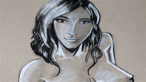 Drawing Nude Female Form Using Pencils Brush Pen And White Paint Youtube