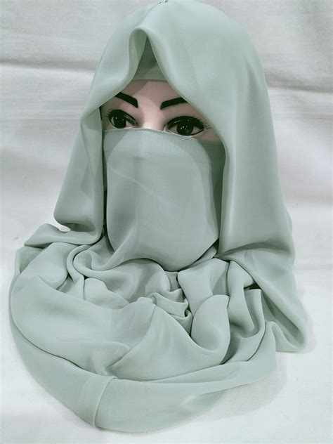 Plain Niqab Ready To Wear Mint Green SuZain Hijabs