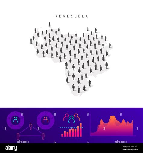 Venezuela People Map Detailed Silhouette Mixed Crowd Of Men And Women