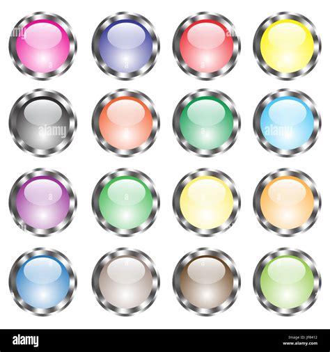 Set Of Colorful Glass Buttons Isolated On White Background Stock Vector