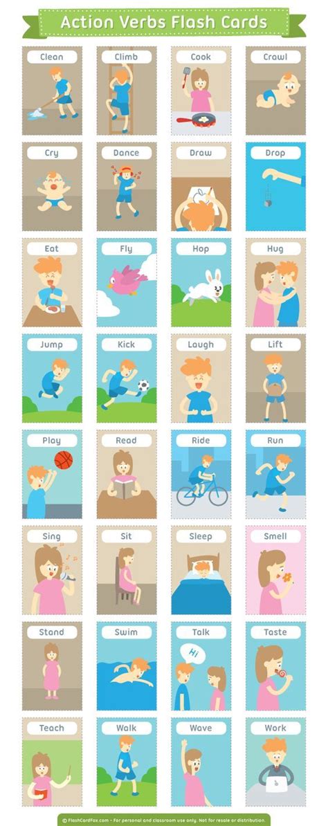 Free Printable Verb Flashcards With Pictures Printable Form Templates And Letter