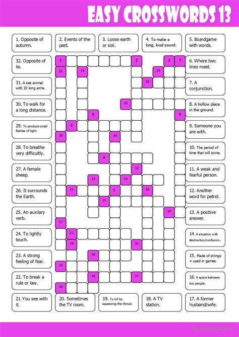 Easy Crosswords 13 General Gramma English ESL Worksheets Pdf Doc