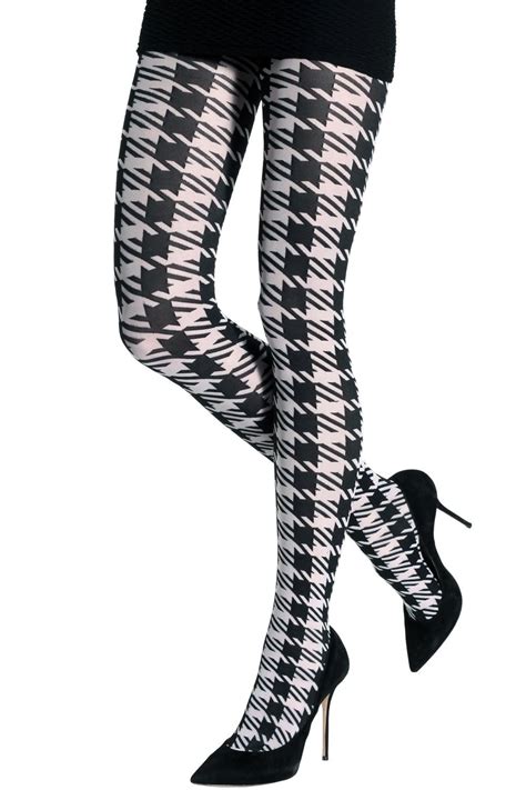 Two Toned Houndstooth Tights Houndstooth Tights Fashion Tights Patterned Tights
